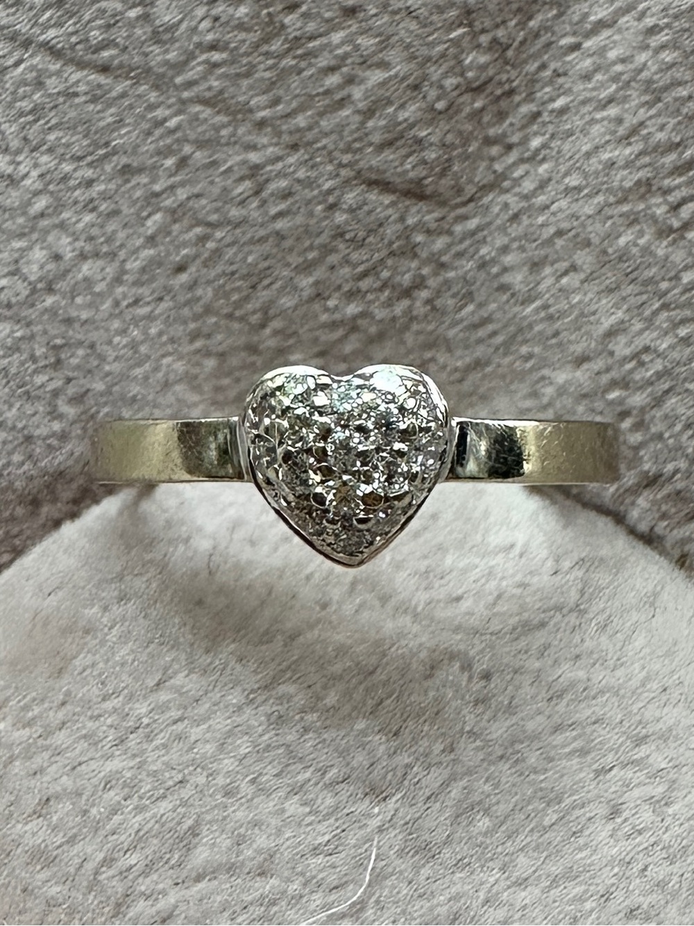 ROBERTO COIN TINY TREASURES PUFFED HEART RING WITH DIAMONDS in 18K White Gold
